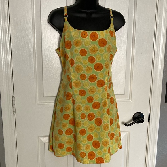 Women orange / lemon print dress - Picture 2 of 4
